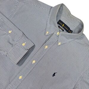 Ralph Lauren Shirt Mens XL Blue White Gingham Check Custom Fit Preppy Pony